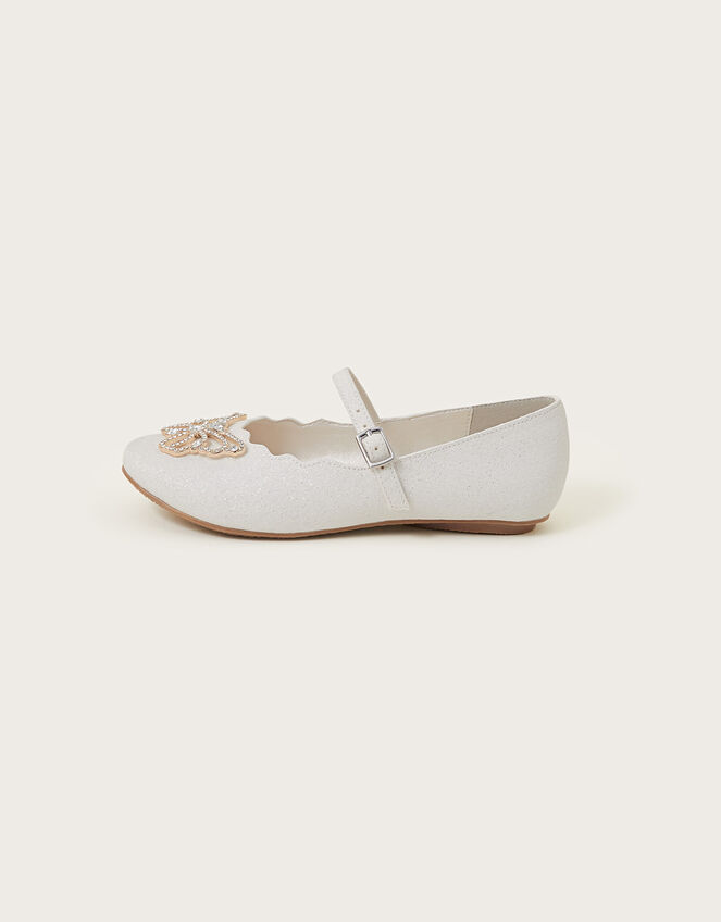 Natalia Diamante Butterfly Ballerina Flats Ivory | Girls' Flat Shoes ...