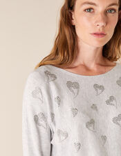 Heart Hotfix Gem Jumper with Sustainable Viscose, Grey (GREY MARL), large