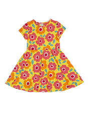 Frugi Spring Printed Skater Dress, Yellow (YELLOW), large