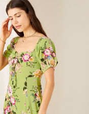 Floral Sweetheart Dress with Sustainable Viscose , Green (GREEN), large