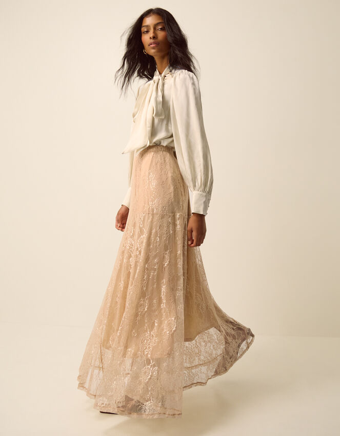 Luna Lace Maxi Skirt, Cream (CREAM), large
