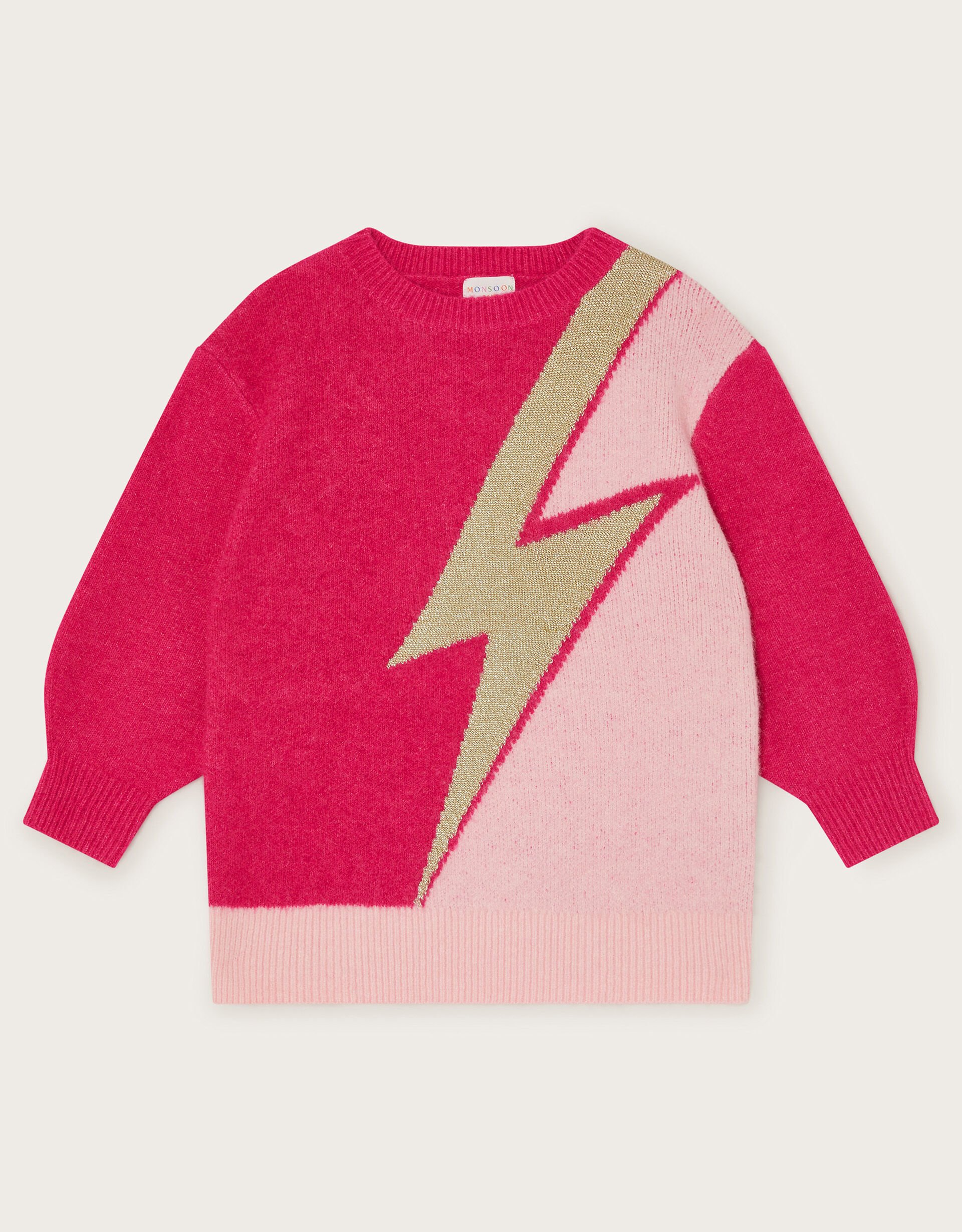 Lightning Bolt Intarsia Jumper Pink