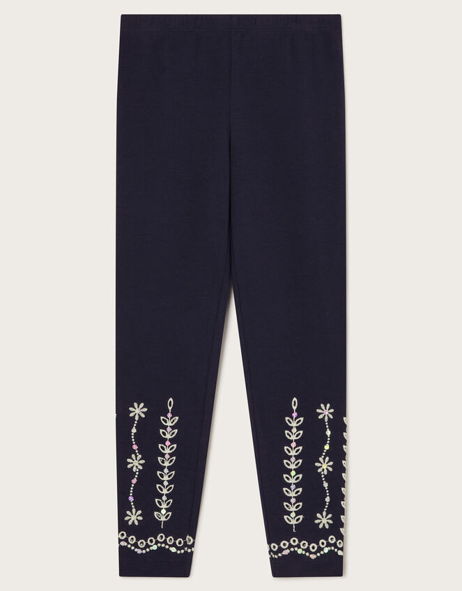 Sequin Broderie Leggings, Blue (NAVY), large