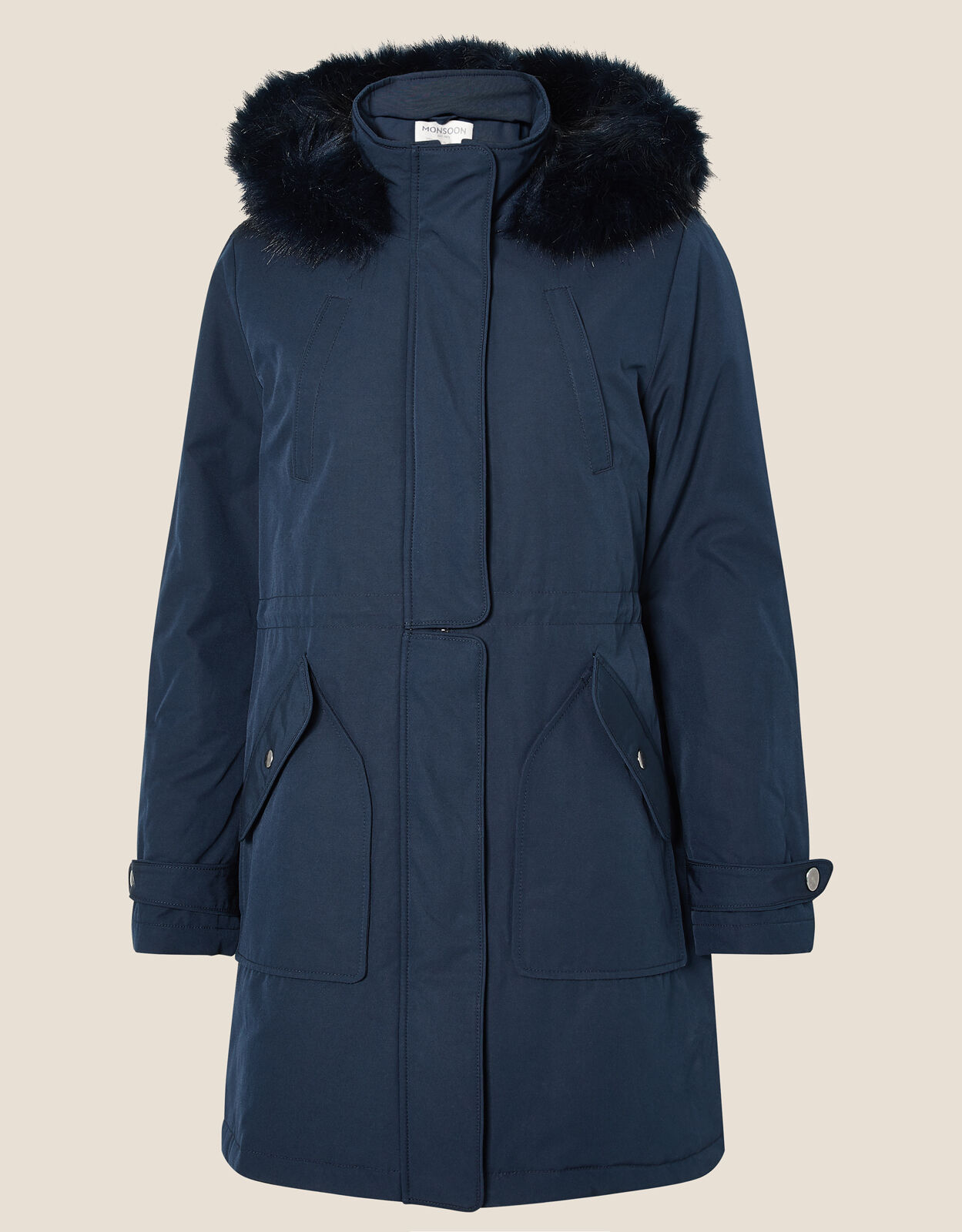 Muriel Fluffy Hood Parka Coat Blue