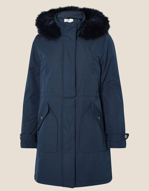 Muriel Fluffy Hood Parka Coat, Blue (NAVY), large