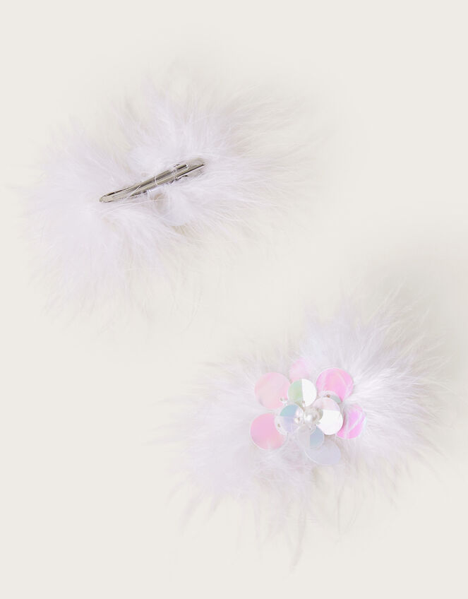 2-Pack Feather Sequin Flower Hair Clips, , large
