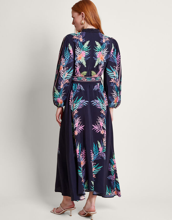 Mirella Palm Shirt Dress, Black (BLACK), large
