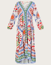Daphne Printed Long Sleeve Maxi Dress, Ivory (IVORY), large