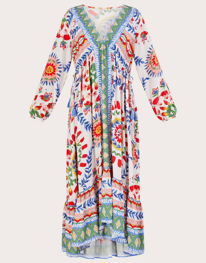 Daphne Printed Long Sleeve Maxi Dress, Ivory (IVORY), large