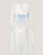 Beatrice Floral Embroidered Tulle Dress, Ivory (IVORY), large