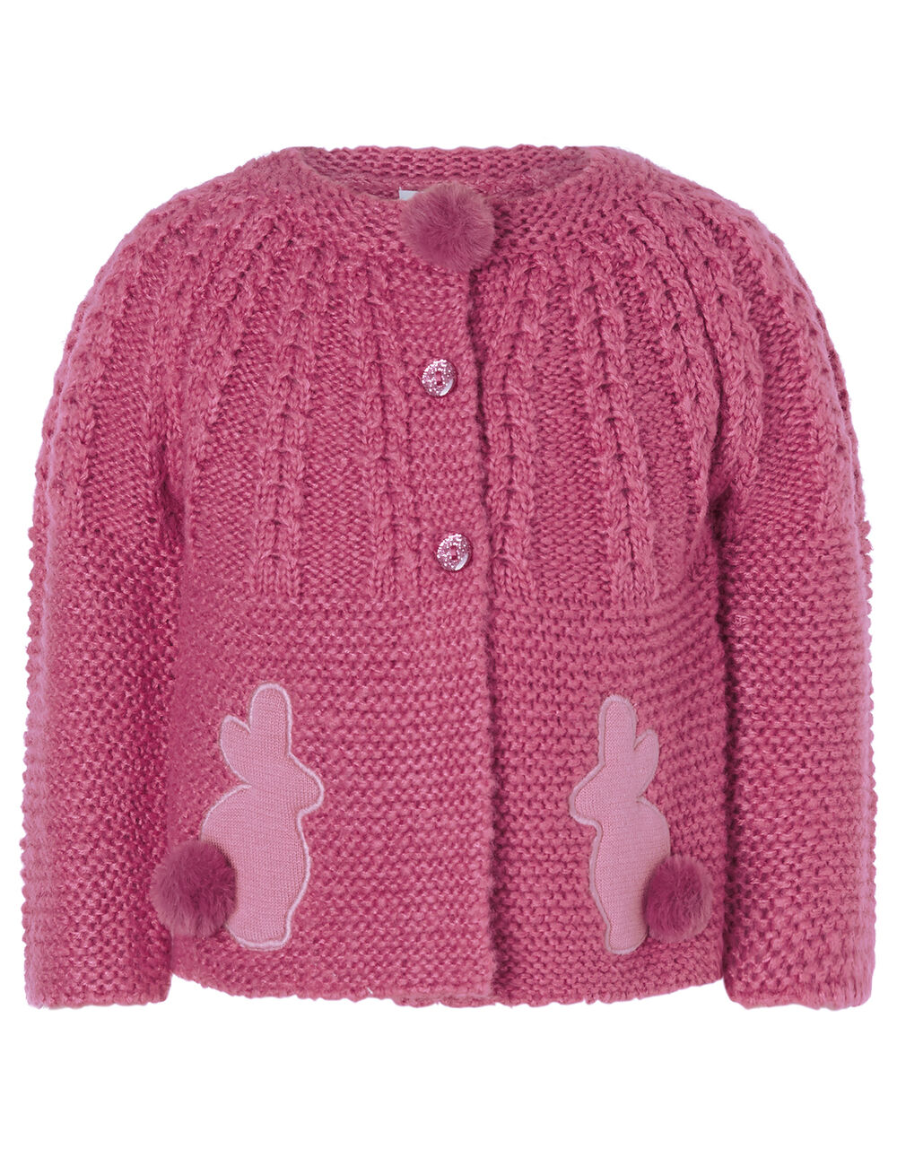 Baby Bunny Chunky Knit Cardigan Pink | Baby Girl Cardigans | Monsoon UK.