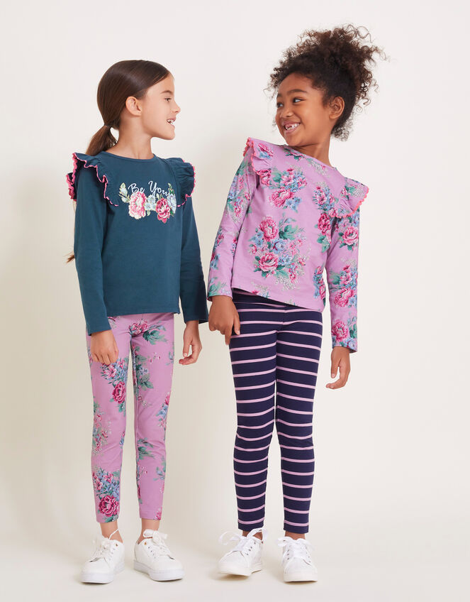 2-Pack Be You Floral T-Shirts, Blue (BLUE), large