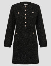 Saskia Sparkle Knit Mini Dress, Black (BLACK), large