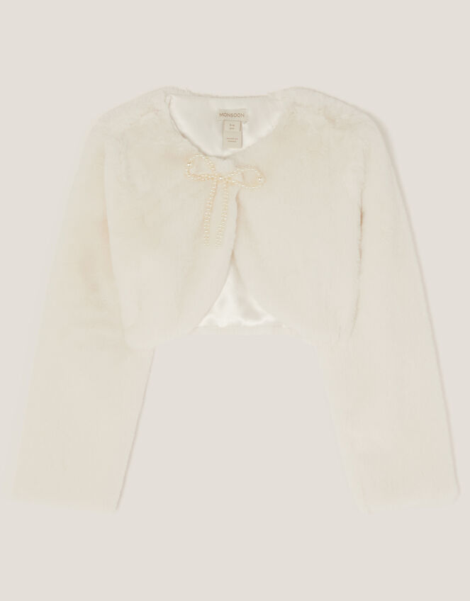 Marie Bow Faux Fur Shrug, Ivory (IVORY), large