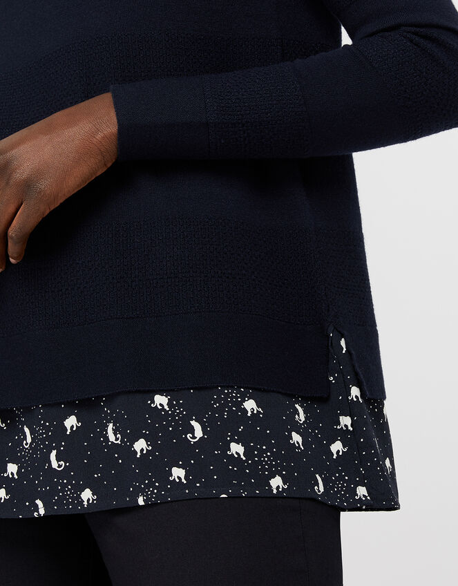 Leonard Woven Hem Jumper, Blue (NAVY), large