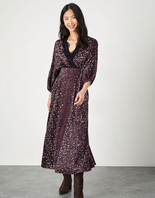 Luna Lace Animal Print Dress, Brown (CHOCOLATE), large