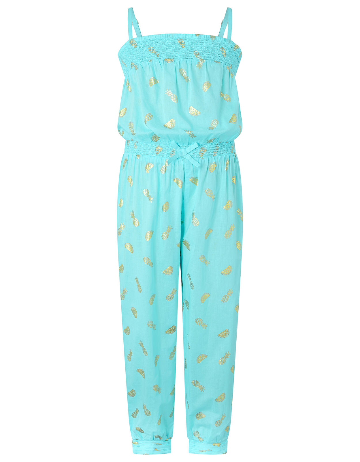 Penny Pineapple and Watermelon Jumpsuit in Pure Cotton Blue