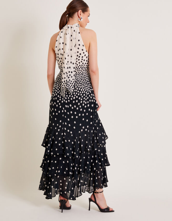 Octavia Spot Ruffle Dress, Black (BLACK), large