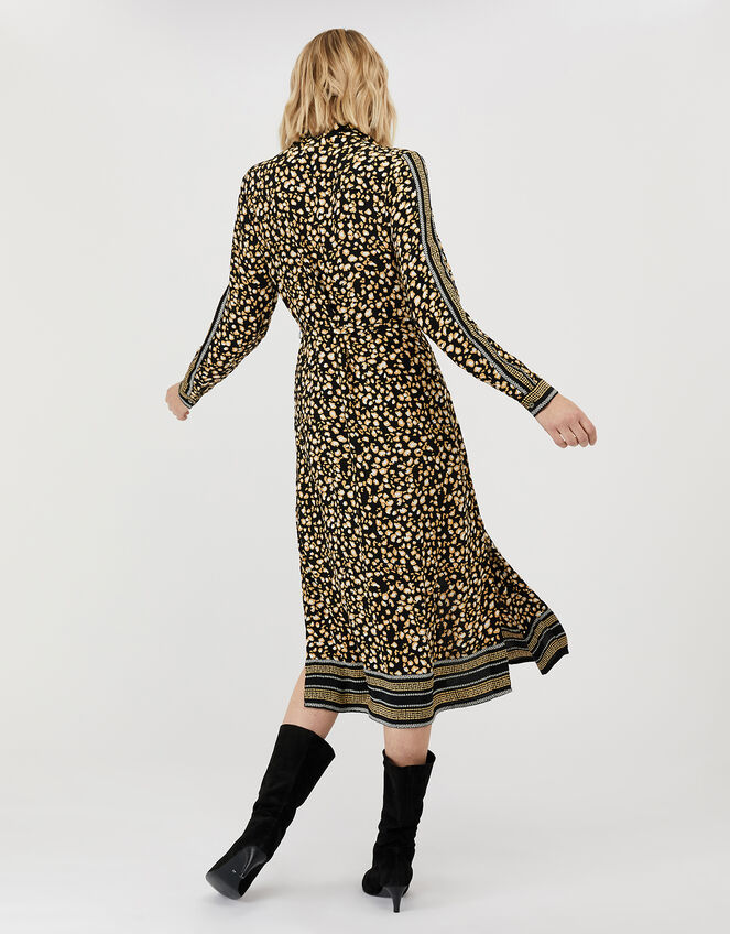 Camillia Printed Shirt Dress in Sustainable Viscose, Black (BLACK), large