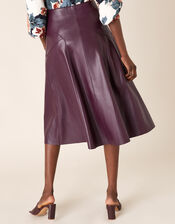 PU Midi Skirt with Recycled Fabric, Purple (PURPLE), large