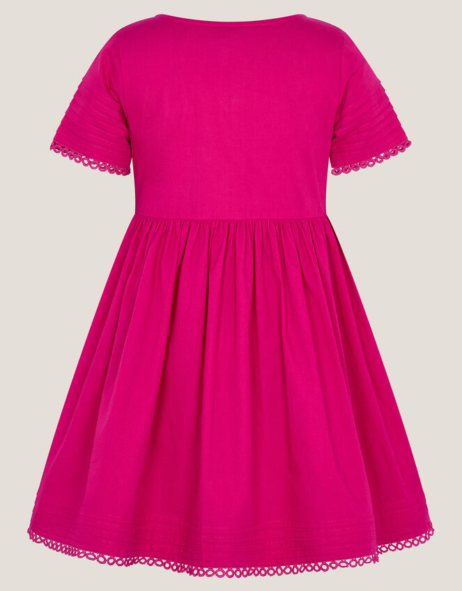 Embroidered Short Sleeve Dress, Pink (PINK), large