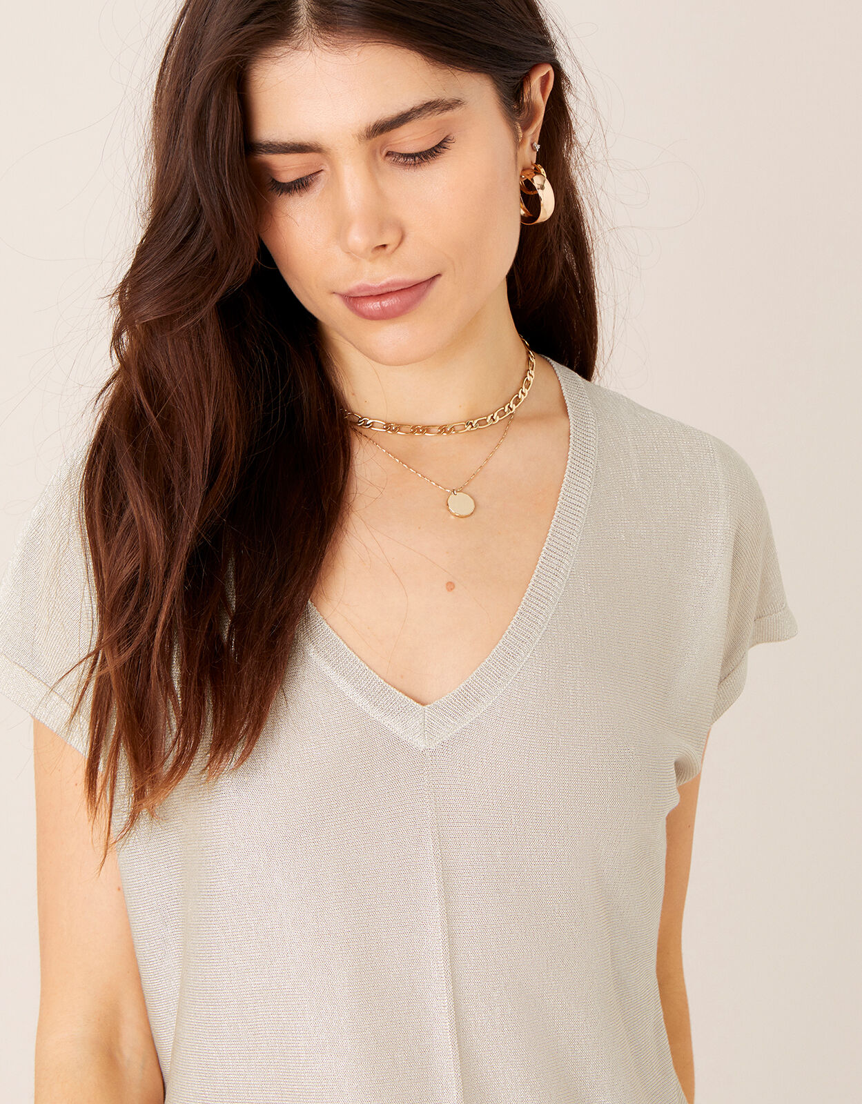 Gold v neck jumper top