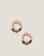 Gemstone Beaded Hoop Earrings, , large
