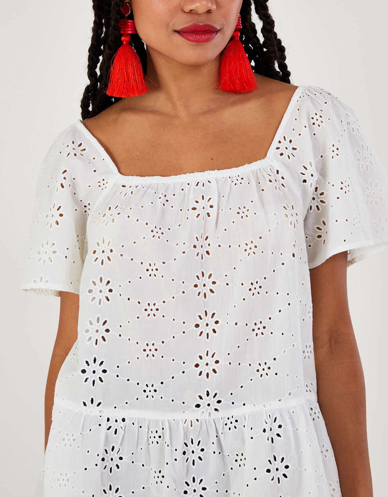 Plain Schiffli Top White