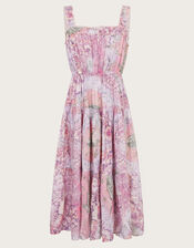 Strappy Marbled Floral Maxi Dress, Pink (PINK), large