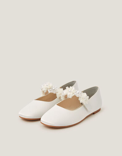 Pearl Flower Ballet Flats, Ivory (IVORY), large