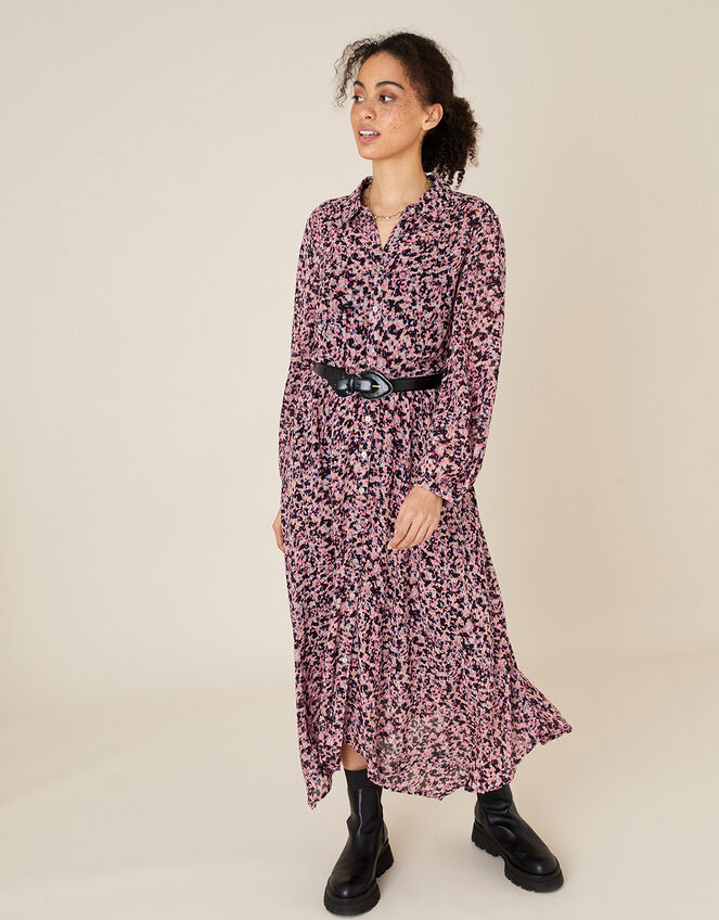 Floral Hanky Hem Shirt Dress, Pink (PINK), large