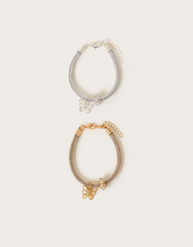 2-Pack Diamante Butterfly Tube Bracelets, , large