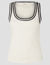 Tate Crochet Trim Tank Top, Ivory (IVORY), large