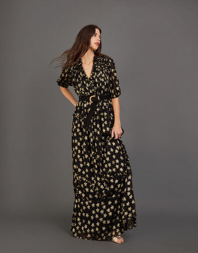 Serenity Star Maxi Dress, Black (BLACK), large