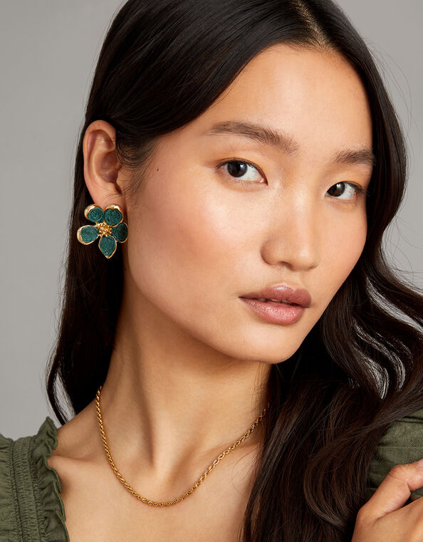 Statement Flower Stud Earrings, , large