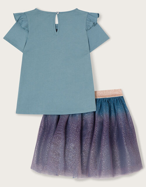 Butterfly Top and Disco Skirt Set, Blue (BLUE), large