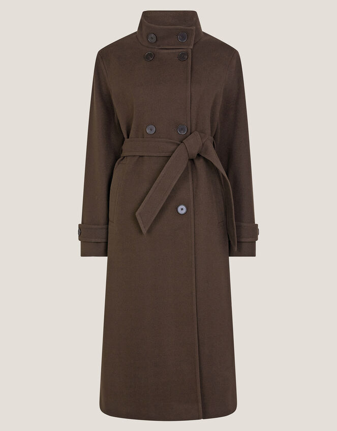 Tia Funnel Trench Coat, Brown (CHOCOLATE), large