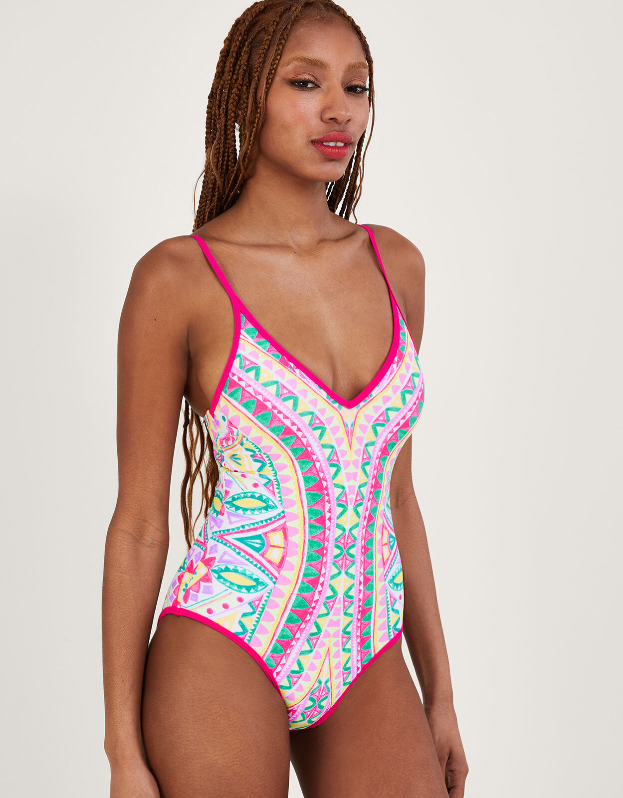 Mosaic Print Swimsuit with Recycled Polyester Pink