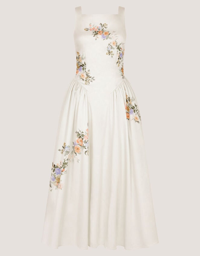 Cindy Floral Print Fit & Flare Midi Dress, Ivory (IVORY), large