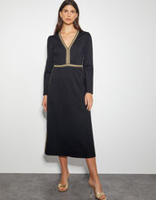 Pora Ponte Jersey Midi Dress, Black (BLACK), large