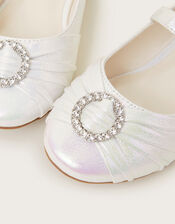 Pleated Ballet Flats, Ivory (IVORY), large
