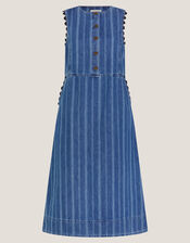 Ottilie Stripe Denim Midi Dress, Blue (DENIM BLUE), large