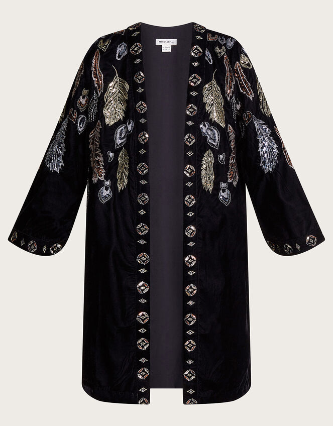 Fenix Embroidered Kimono, Black (BLACK), large