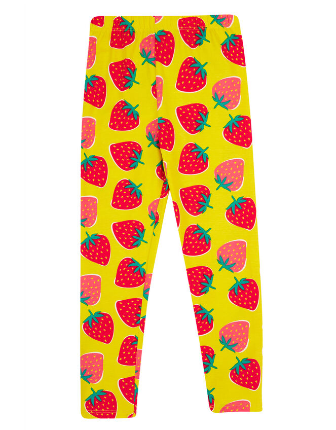 Frugi Libby Strawberry Printed Leggings, Yellow (YELLOW), large