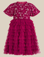 Shikha Bead Embellished Ruffle Party Dress, Purple (RASPBERRY), large