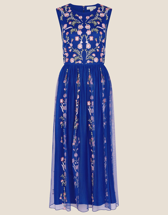 Cassia Floral Mesh Dress, Blue (COBALT), large
