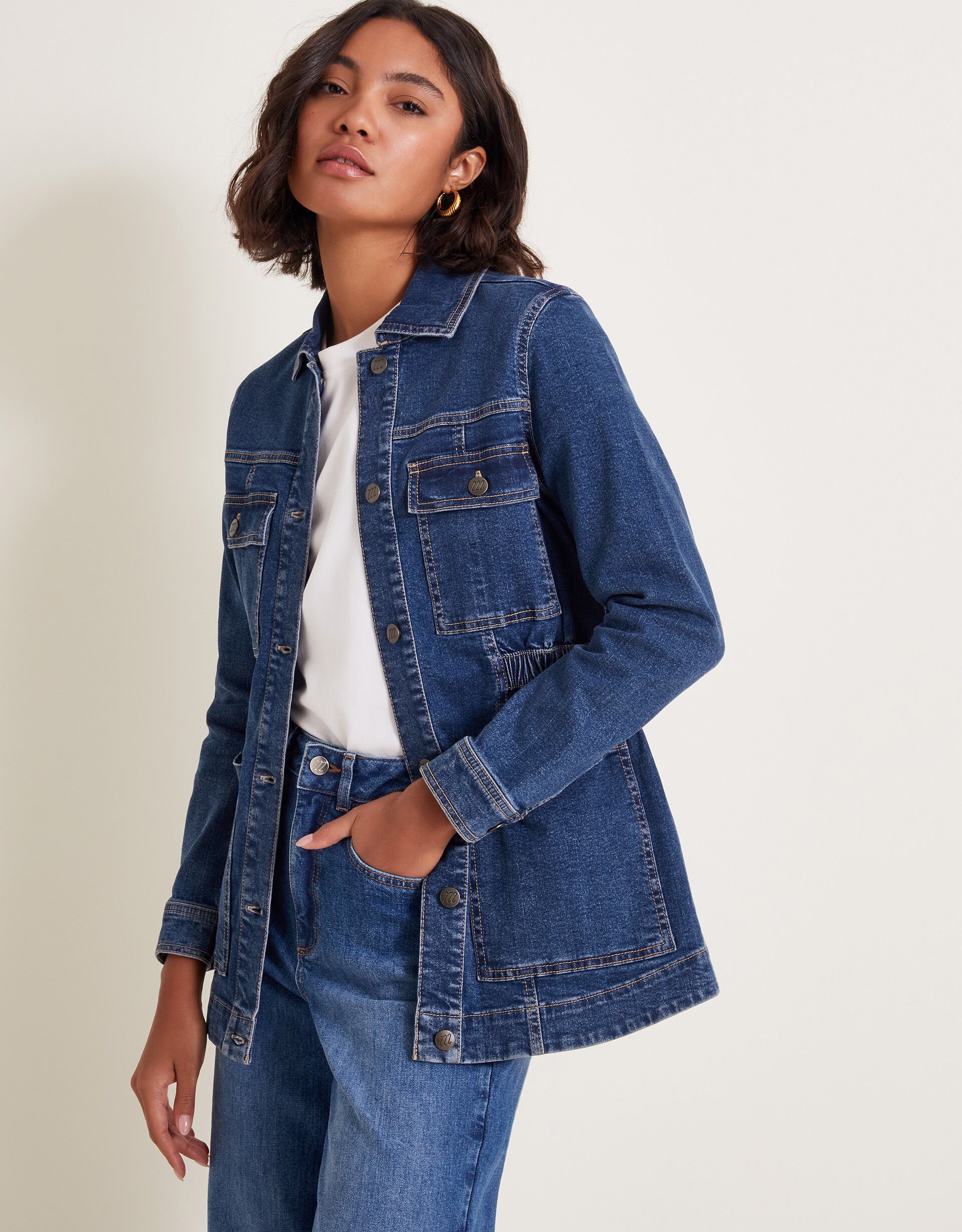 Stretch sales denim blazer