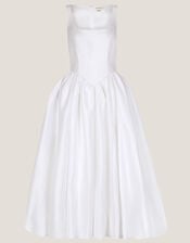Mia Sleeveless Drop Waist Midi Wedding Dress, Ivory (IVORY), large