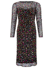 Megan Sequin Midi Dress, Black (BLACK), large