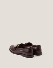 Britt Fringe Leather Loafers, Red (BURGUNDY), large